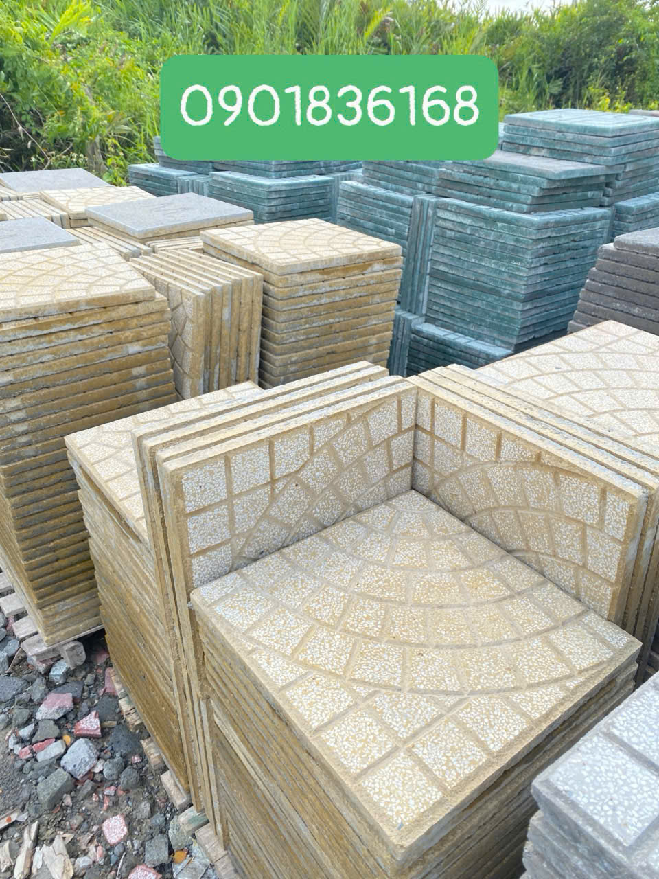 Gạch terrazzo rẻ quạt màu vàng
