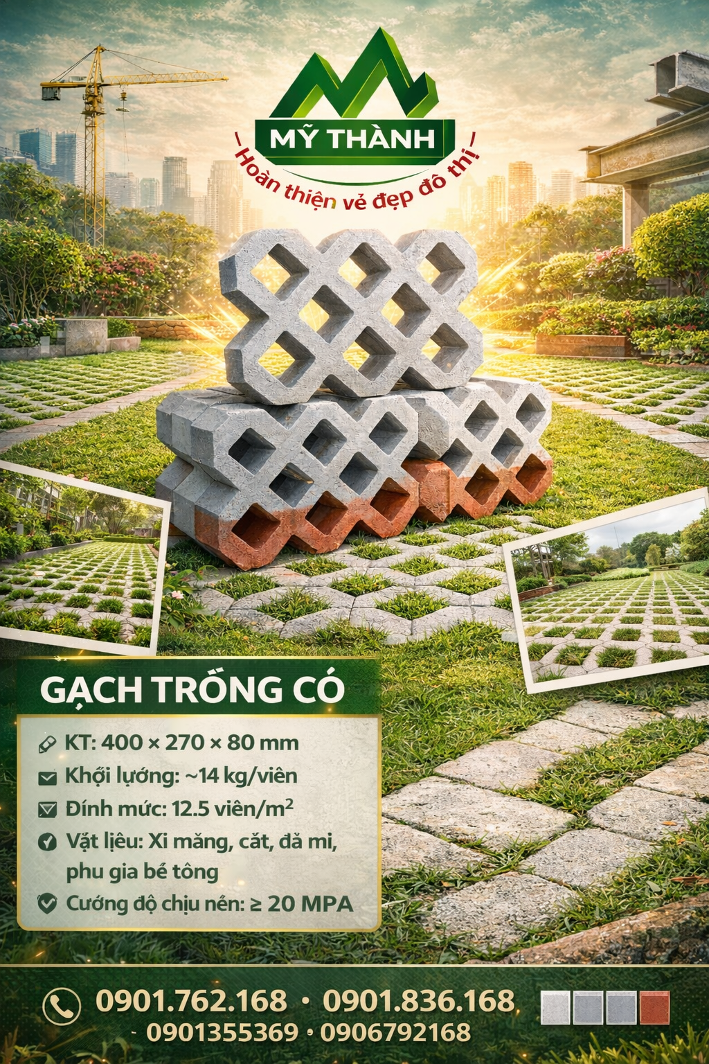Gạch trồng cỏ bê tông sử dụng trong công viên và khu đô thị xanh