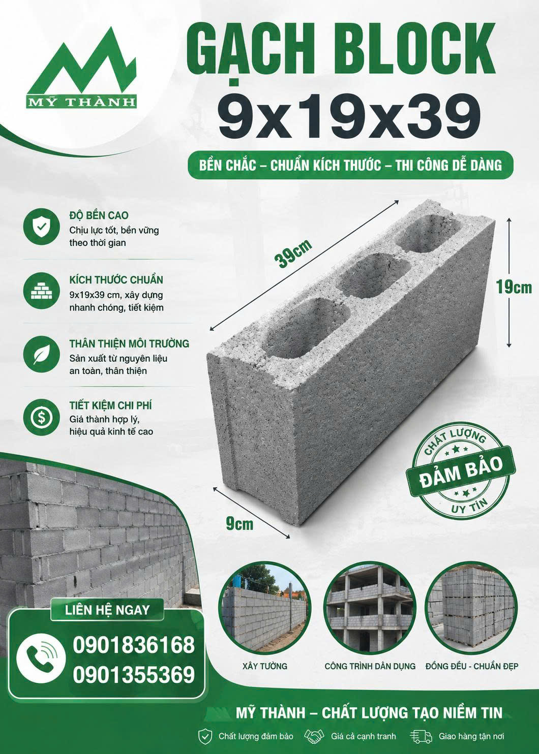 GẠCH BLOCK 9X19X39