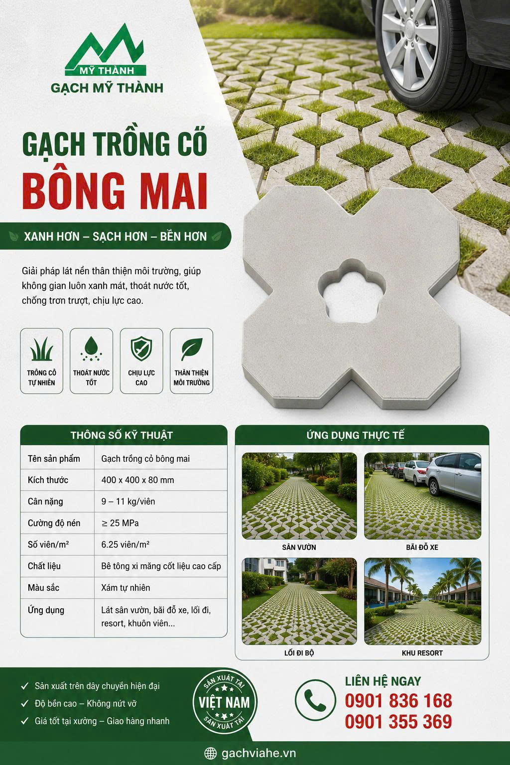 GẠCH TRỒNG CỎ BÔNG MAI