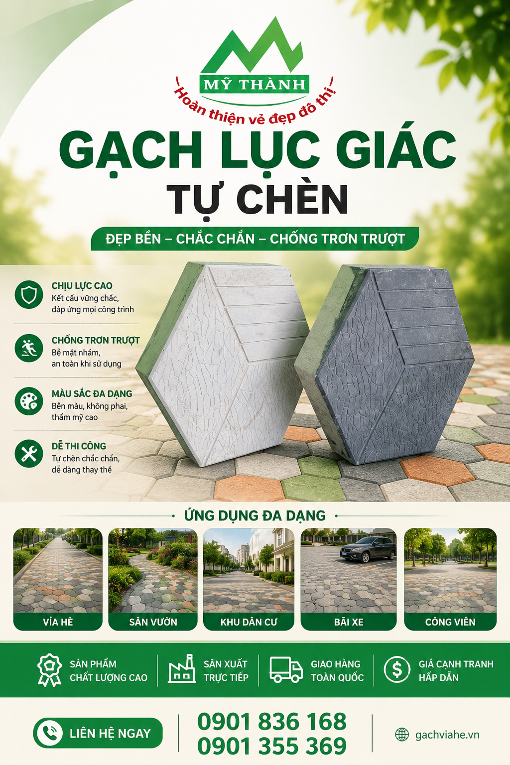 GẠCH LỤC GIÁC TỰ CHÈN 