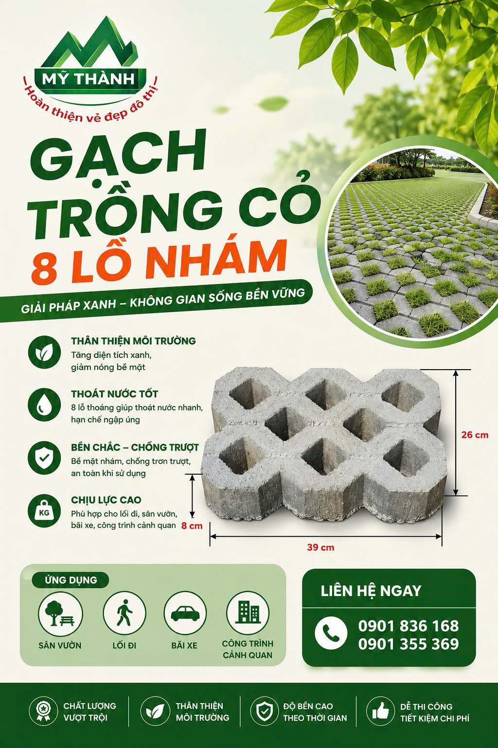 GẠCH TRỒNG CỎ 8 LỖ NHÁM