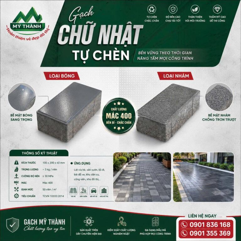 LÁT GẠCH CHỮ NHẬT VIẢ HÈ