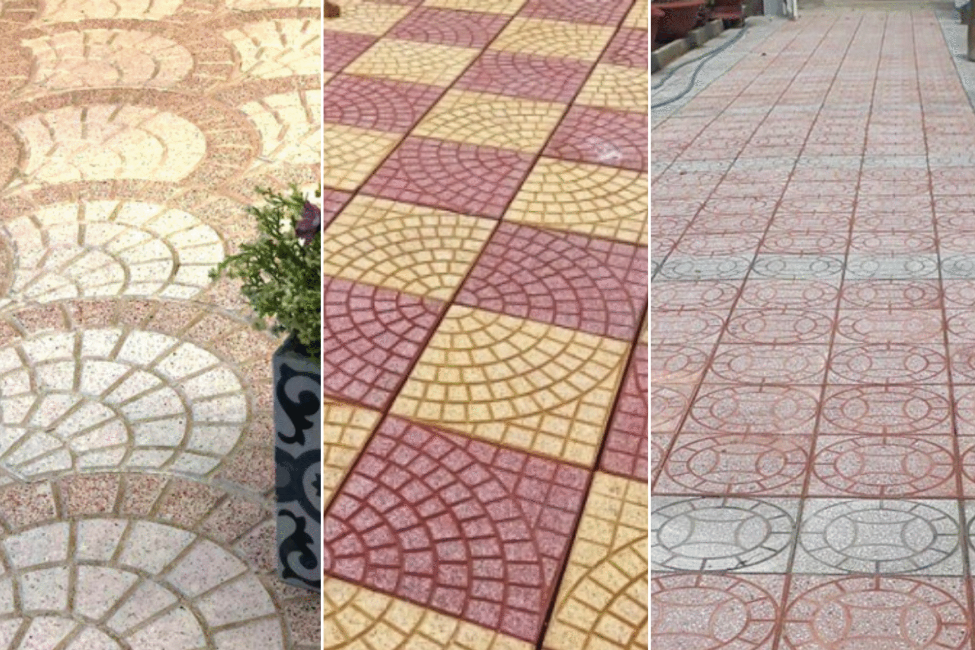 Gạch terrazzo đa màu bố trí
