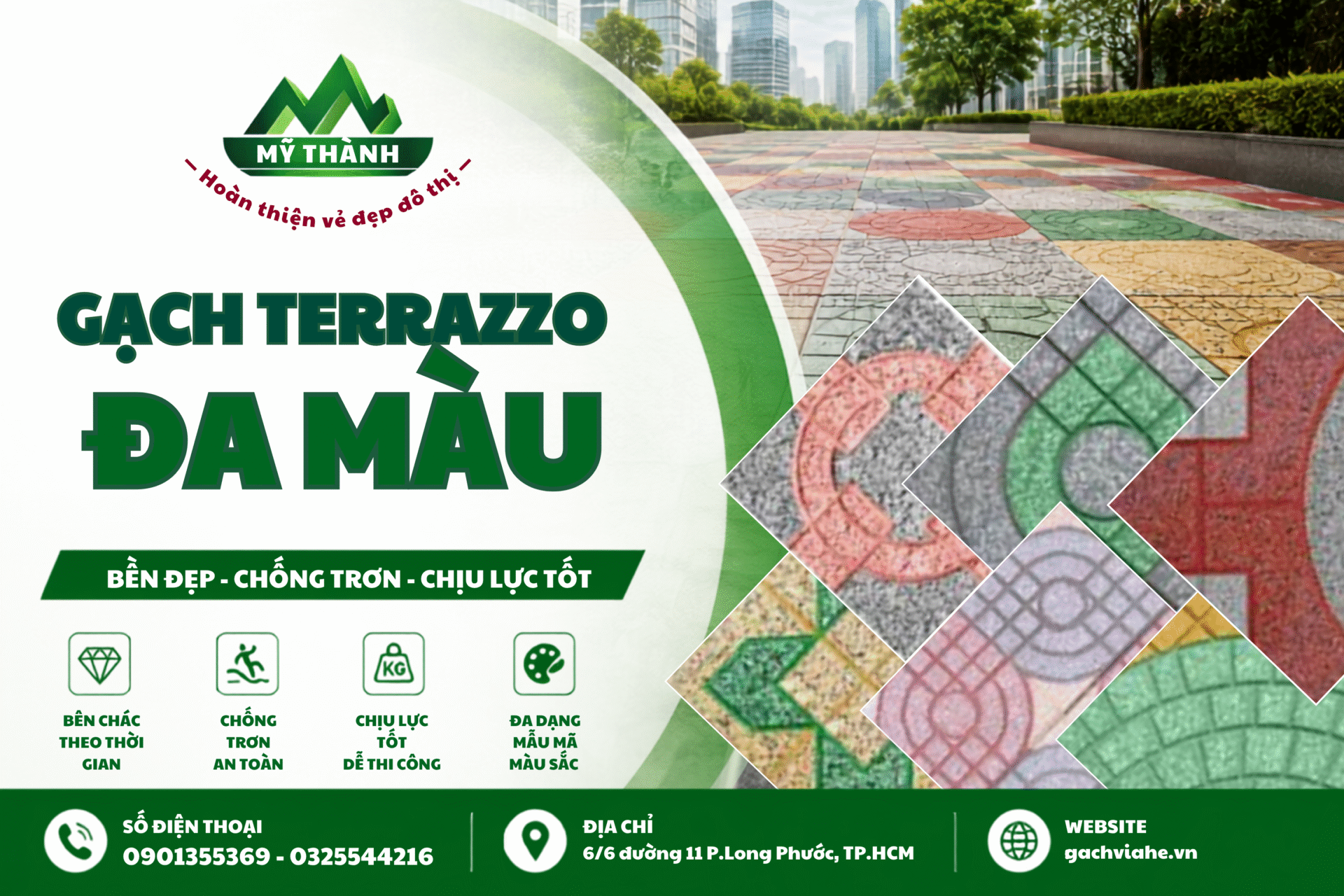 24 mẫu gạch terrazzo đa màu Mỹ Thành